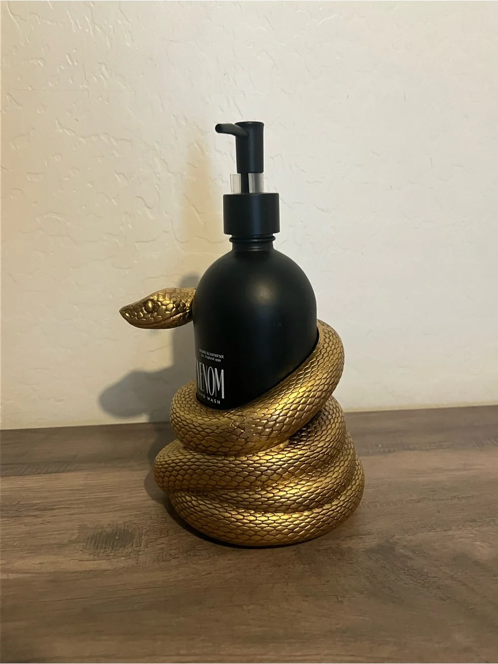 Gold Snake Resin Soap Dispenser w/ Matte Black Apple Venom Soap Dispenser